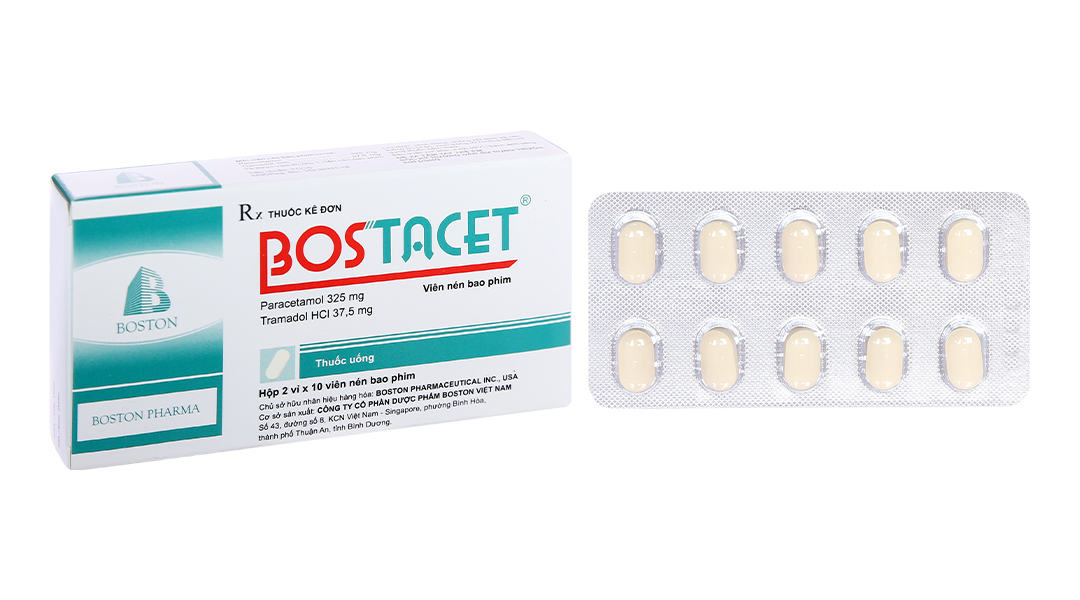 Bostacet trị cơn đau trung bình đến nặng (2 vỉ x 10 viên)