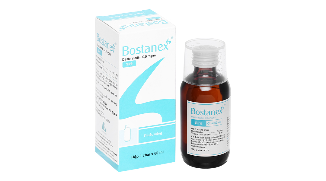 Siro Bostanex 0.5mg/ml trị viêm mũi dị ứng, mày đay chai 60ml