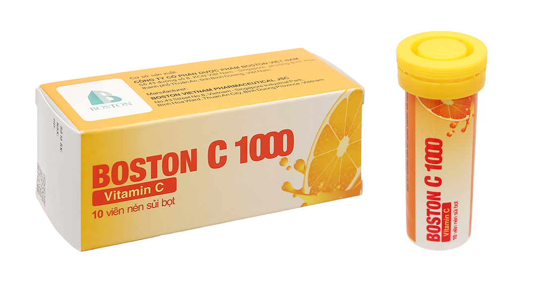 Viên nén sủi bọt Boston C 1000 trị mệt mỏi tuýp 10 viên