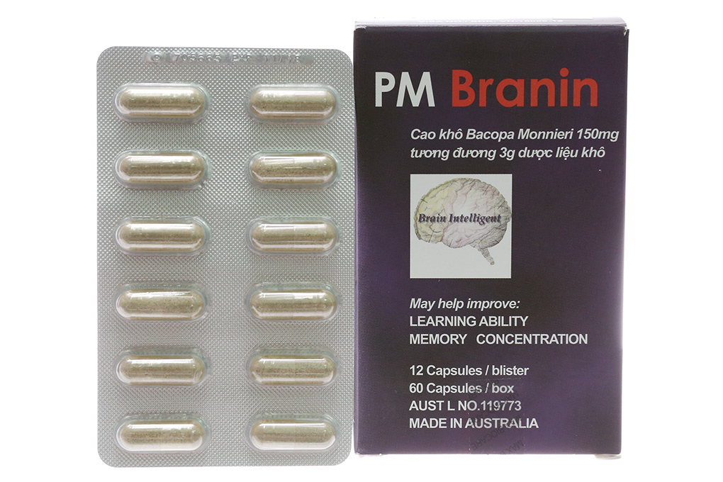 PM Branin 150mg tuần hoàn máu não, cải thiện trí nhớ (5 vỉ x 12 viên)