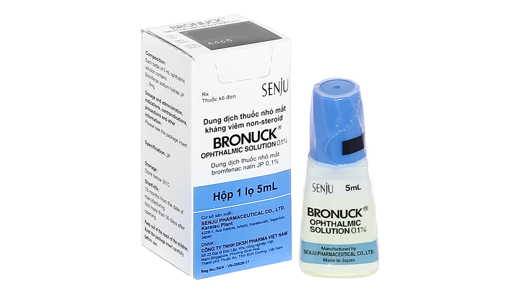 Dung dịch nhỏ mắt Bronuck 0.1% trị viêm sau phẫu thuật mắt lọ 5ml