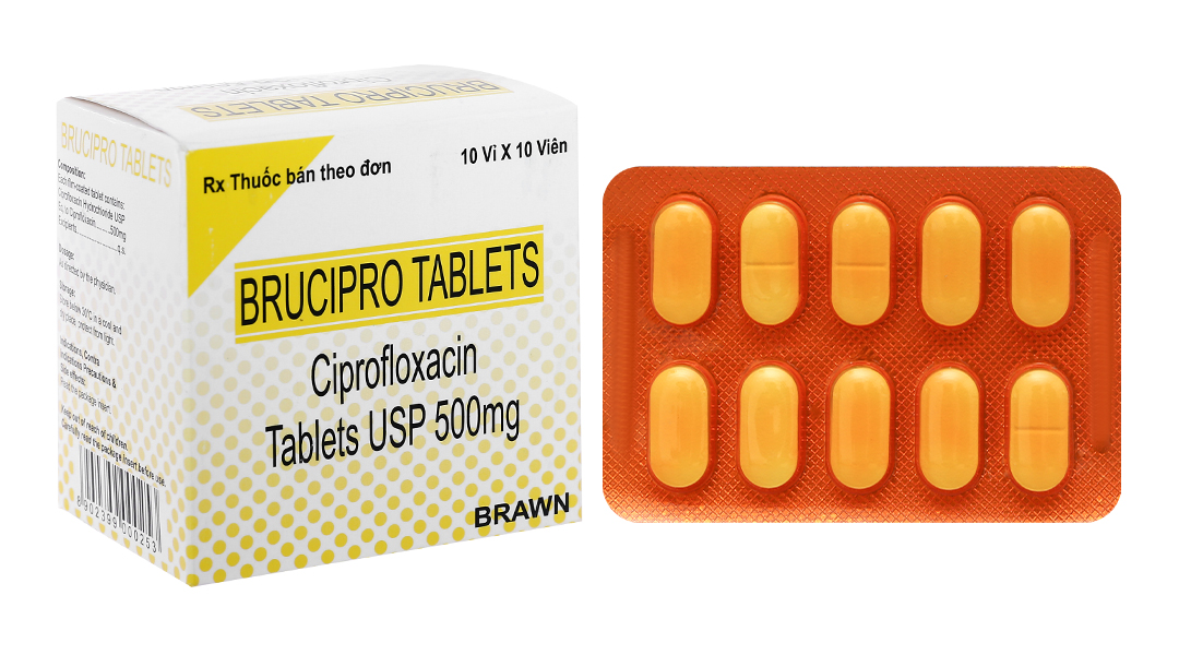 Brucipro 500mg trị nhiễm khuẩn (10 vỉ x 10 viên)