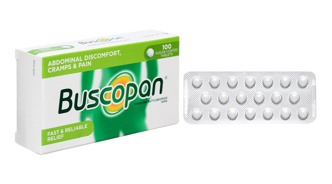 Buscopan 10mg trị co thắt tiêu hoá, tiết niệu (5 vỉ x 20 viên)