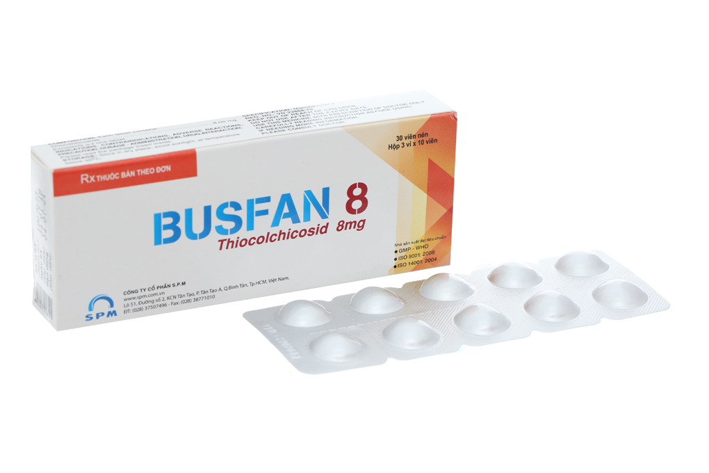 Busfan 8mg giãn cơ, trị đau do co cứng cơ (3 vỉ x 10 viên)