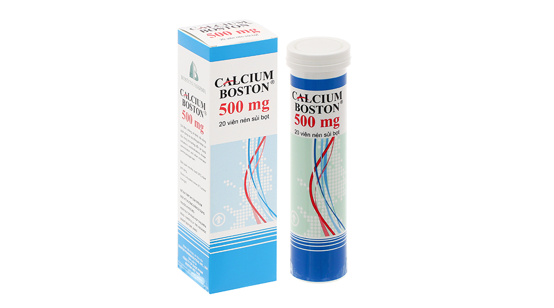 Viên nén sủi bọt Calcium Boston 500mg trị loãng xương, nhuyễn xương tuýp 20 viên