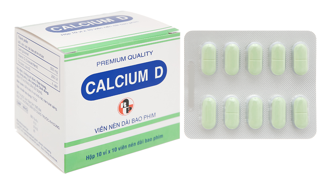 Calcium D Robinson Pharma trị loãng xương, còi xương (10 vỉ x 10 viên)