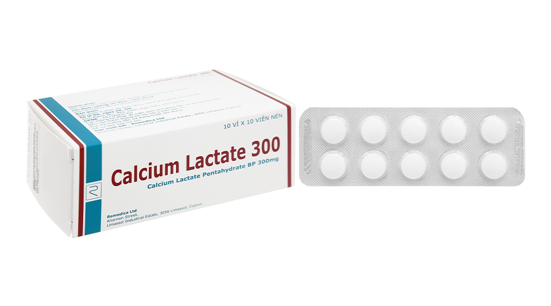 Calcium Lactate 300 trị loãng xương, còi xương (10 vỉ x 10 viên)