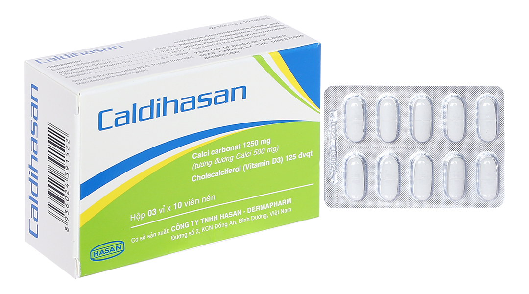 Caldihasan trị loãng xương, còi xương (3 vỉ x 10 viên)