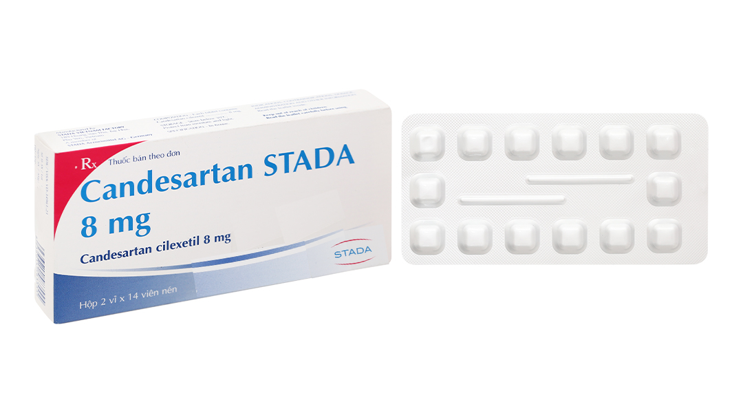 Candesartan Stada 8mg trị tăng huyết áp (2 vỉ x 14 viên)