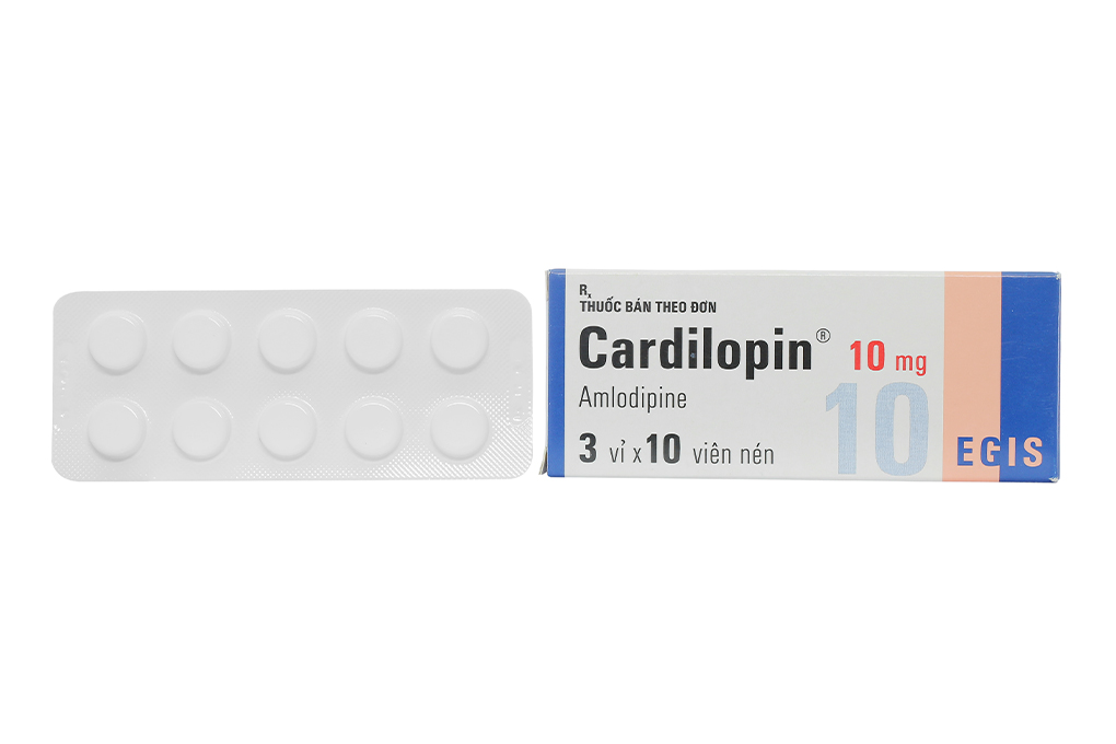 Cardilopin 10mg trị tăng huyết áp, đau thắt ngực (3 vỉ x 10 viên)