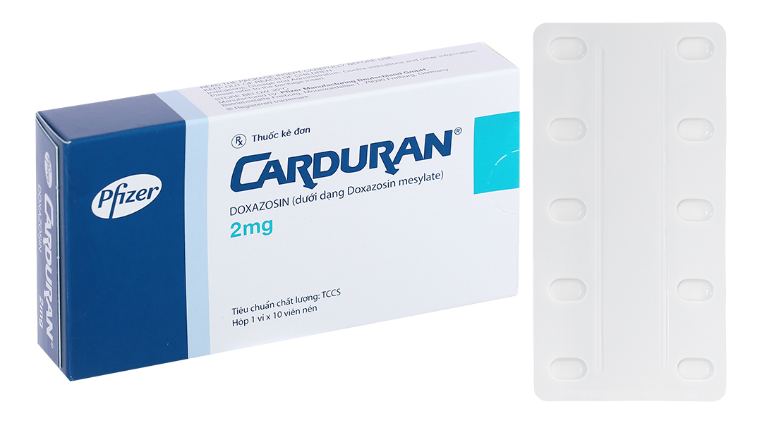 Carduran 2mg trị tăng huyết áp, u xơ tuyến tiền liệt (1 vỉ x 10 viên)