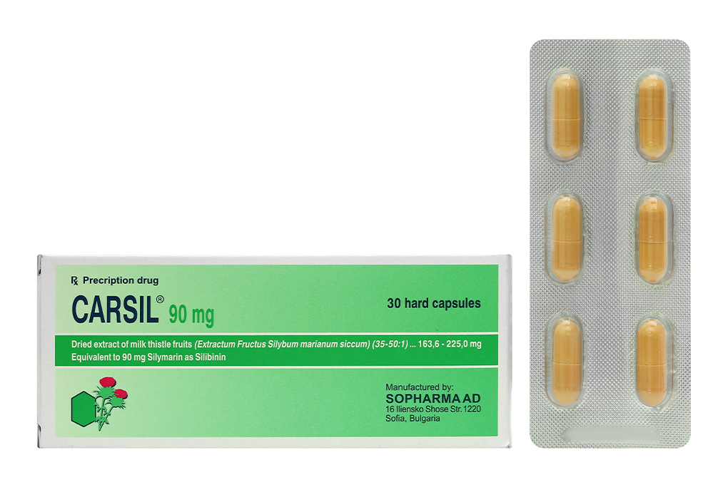 Carsil 90mg hỗ trợ trị bệnh lý về gan (5 vỉ x 6 viên)