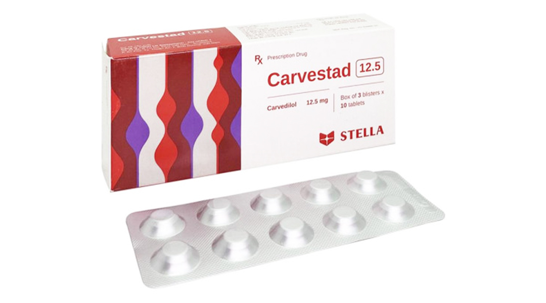 Carvestad 12.5 điều trị tăng huyết áp, suy tim( 3 vỉ x 10 viên)