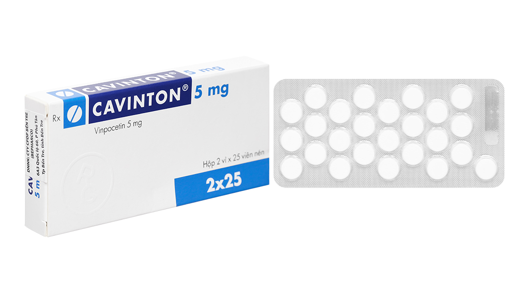 Cavinton 5mg trị rối loạn tuần hoàn não (2 vỉ x 25 viên)