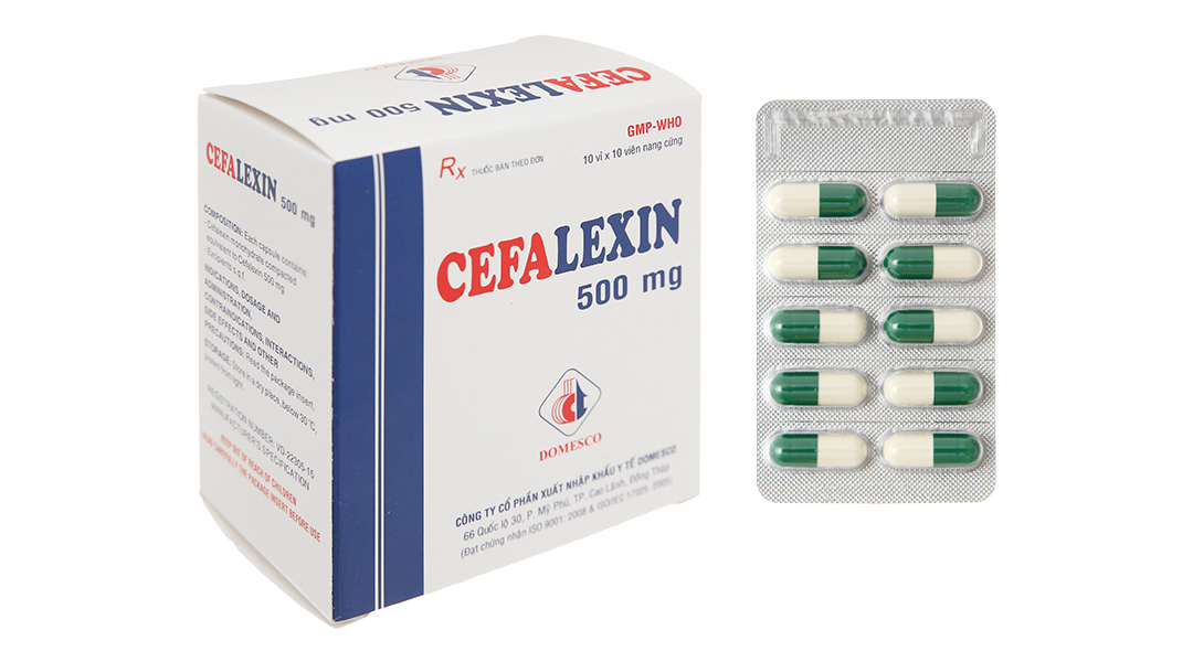 Cefalexin Domesco 500mg trị nhiễm khuẩn (10 vỉ x 10 viên)