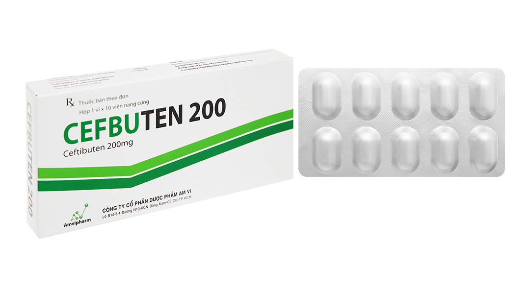 Cefbuten 200 trị nhiễm khuẩn (1 vỉ x 10 viên)