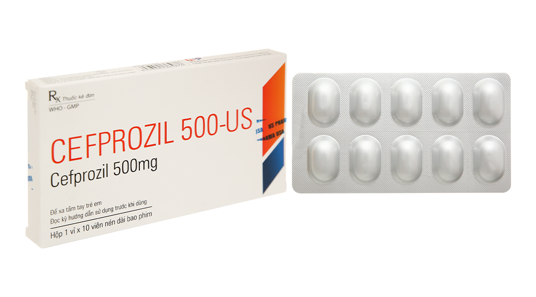 Cefprozil 500-US trị nhiễm khuẩn (1 vỉ x 10 viên)