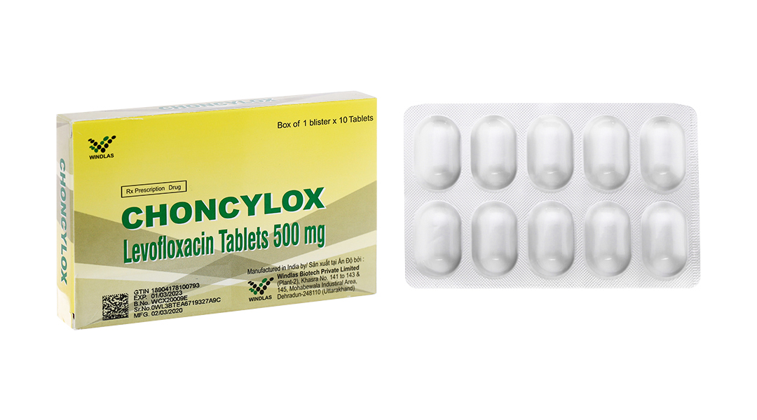 Choncylox 500mg trị nhiễm khuẩn (1 vỉ x 10 viên)