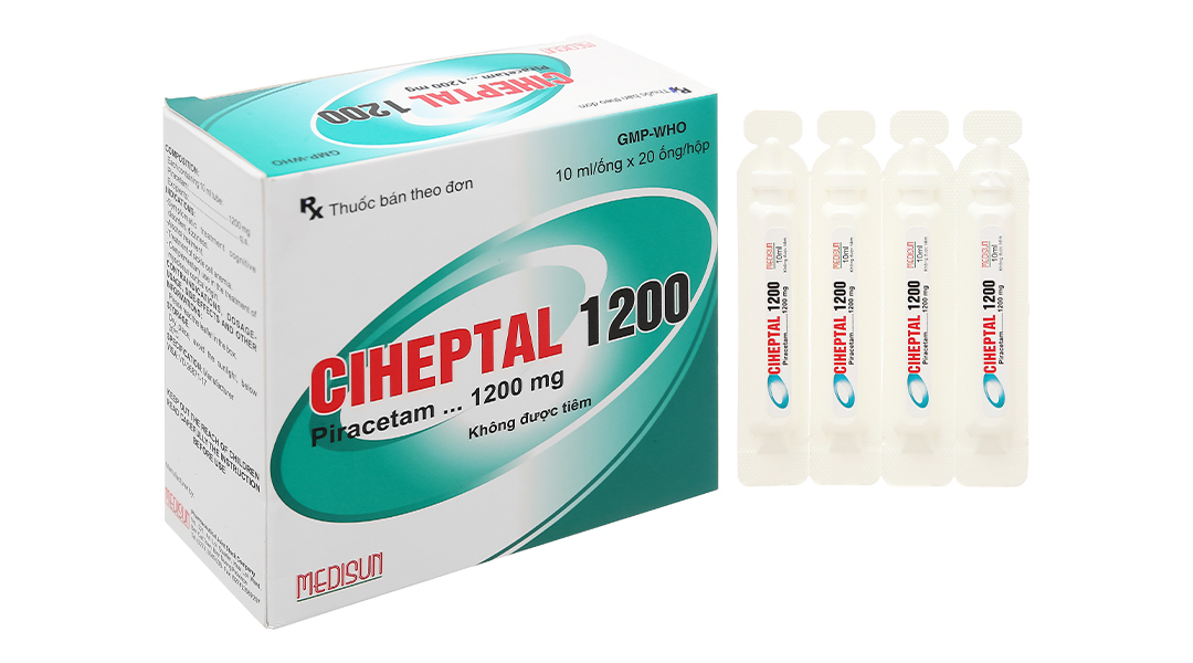 Dung dịch uống Ciheptal 1200 trị rối loạn nhận thức, chóng mặt (20 ống x 10ml)