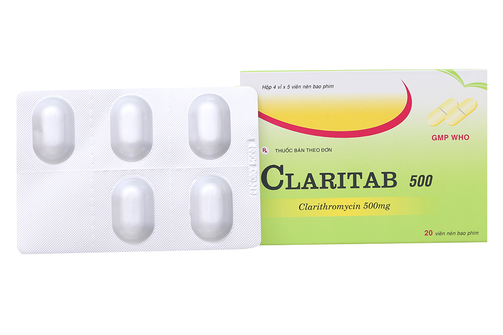 Claritab 500 trị nhiễm khuẩn (4 vỉ x 5 viên)