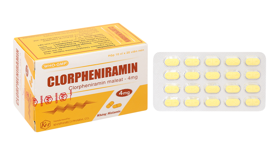 Clorpheniramin Khánh Hòa 4mg trị viêm mũi dị ứng (10 vỉ x 20 viên)