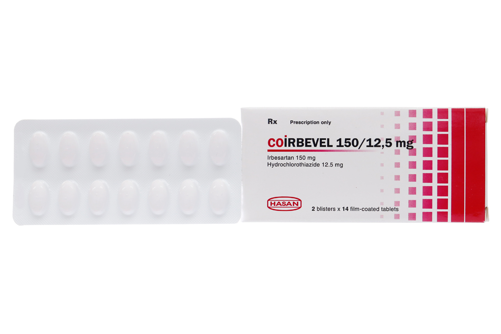 Coirbevel 150/12.5mg trị tăng huyết áp (2 vỉ x 14 viên)