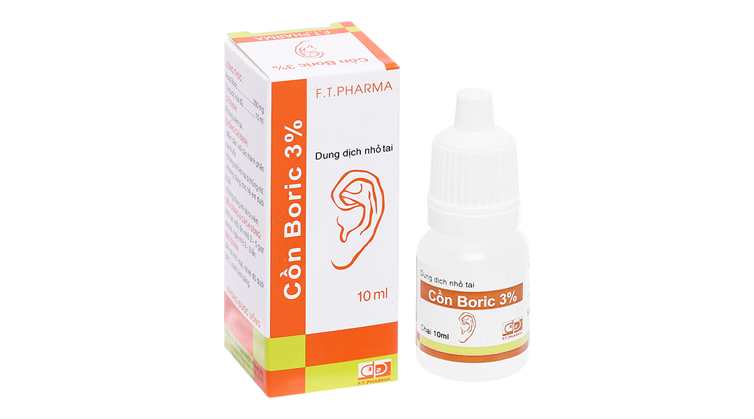 Cồn Boric F.T Pharma 3% phòng viêm tai lọ 10ml