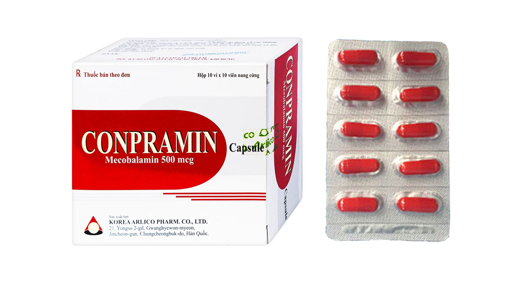 Conpramin capsule 500mcg trị bệnh lý thần kinh ngoại biên (10 vỉ x 10 viên)