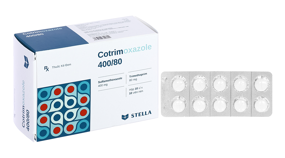 Cotrimoxazole 400/80 trị nhiễm khuẩn (10 vỉ x 10 viên)