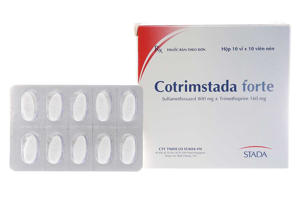 Cotrimstada Forte 800mg/160mg trị nhiễm khuẩn (10 vỉ x 10 viên)