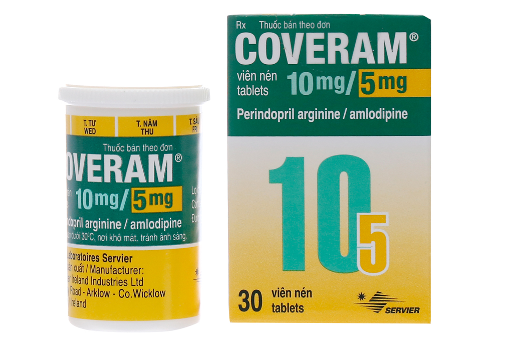 Coveram 10mg/5mg trị tăng huyết áp, mạch vành chai 30 viên