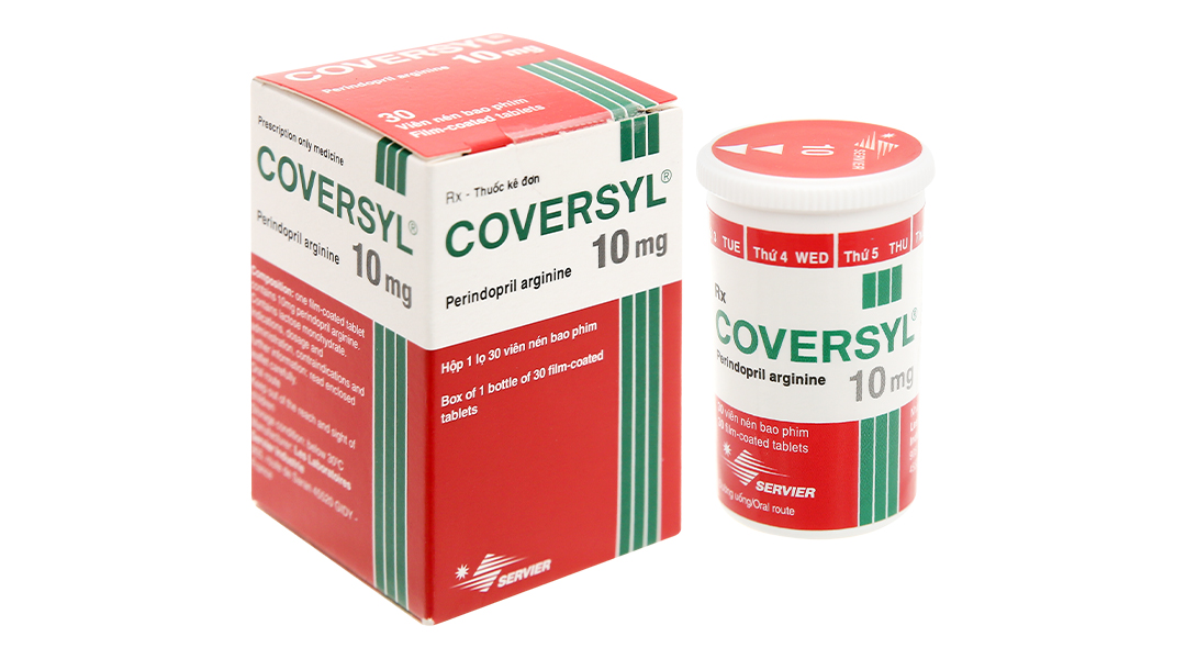 Coversyl 10mg trị tăng huyết áp, mạch vành hộp 30 viên