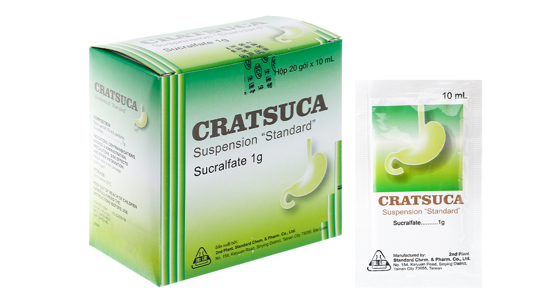 Hỗn dịch uống Cratsuca 1g trị trào ngược dạ dày, thực quản (20 gói x 10ml)