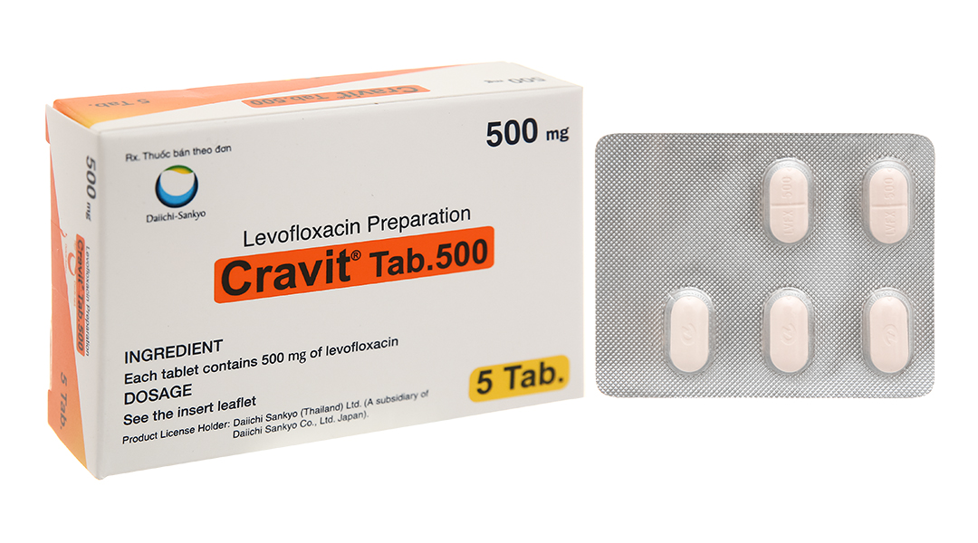 Cravit Tab 500 trị nhiễm khuẩn (1 vỉ x 5 viên)