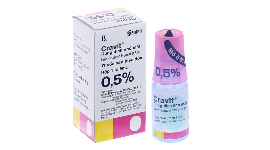 Dung dịch nhỏ mắt Cravit 0.5% trị nhiễm khuẩn mắt lọ 5ml