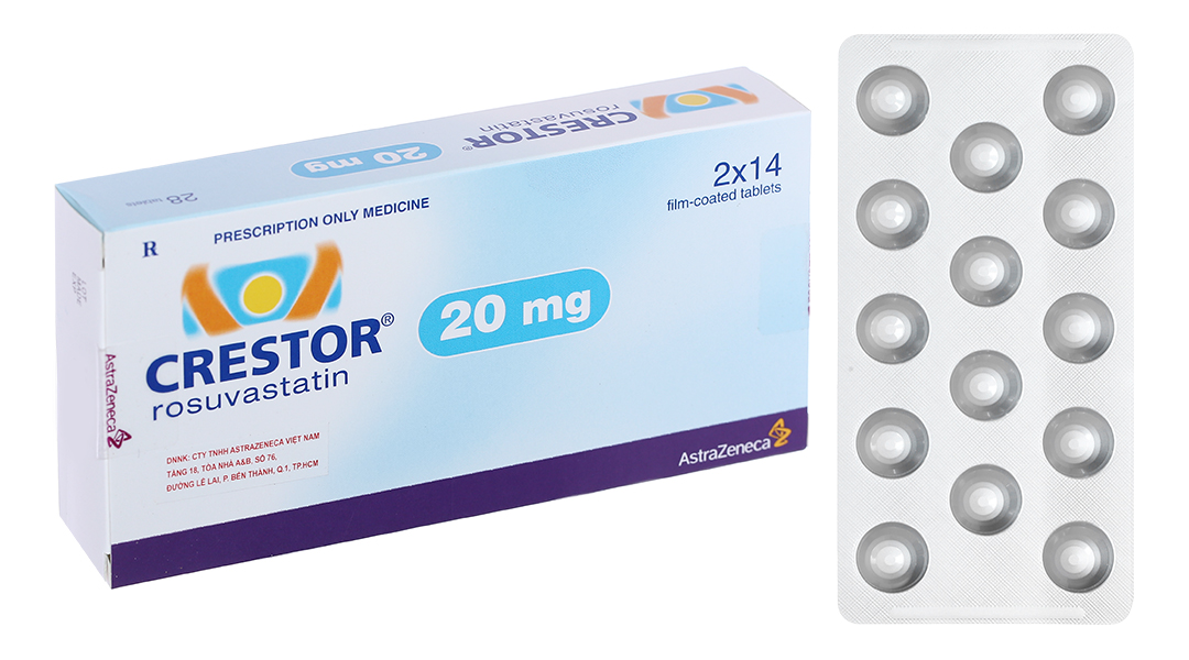 Crestor 20mg trị rối loạn lipid máu (2 vỉ x 14 viên)