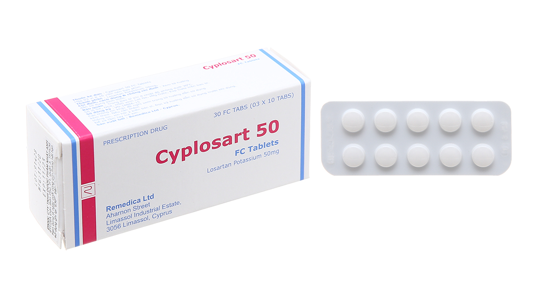 Cyplosart 50 trị tăng huyết áp (3 vỉ x 10 viên)