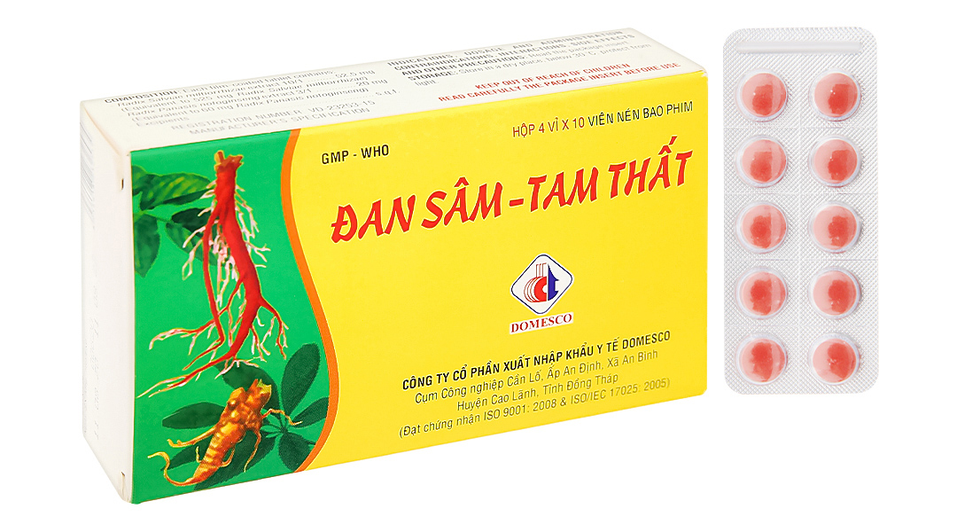 Đan Sâm - Tam Thất hoạt huyết, trị đau thắt ngực hộp 4 vỉ x 10 viên