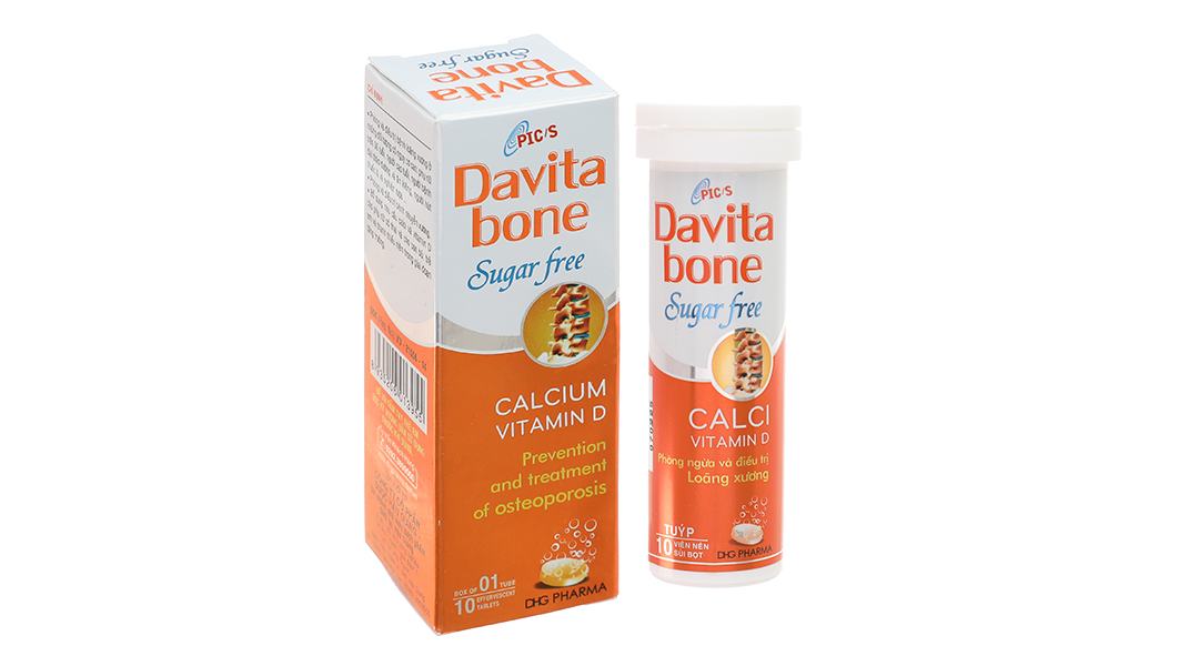 Davita Bone Sugar Free trị loãng xương, nhuyễn xương (1 tuýp x 10 viên)