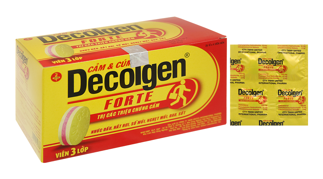 Decolgen Forte trị cảm cúm, cảm lạnh (25 vỉ x 4 viên)