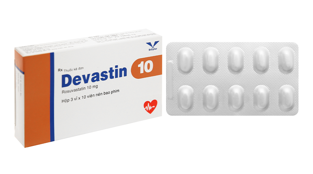 Devastin 10 trị rối loạn lipid máu (3 vỉ x 10 viên)