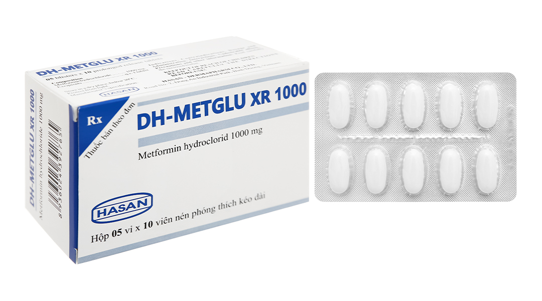 DH-Metglu XR 1000 trị đái tháo đường (5 vỉ x 10 viên)