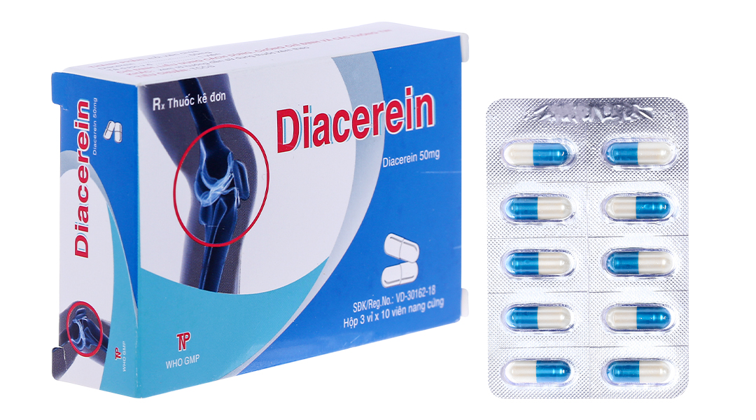 Diacerein TNP 50mg trị viêm xương khớp (3 vỉ x 10 viên)