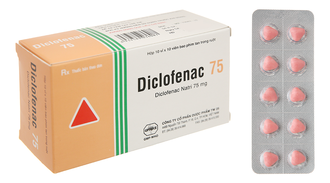 Diclofenac 75 giảm đau, kháng viêm xương khớp (10 vỉ x 10 viên)