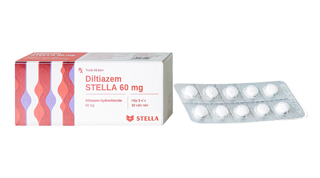 Diltiazem Stella 60mg thuốc điều trị và dự phòng đau thắt ngực ( 3 vỉ x 10 viên)