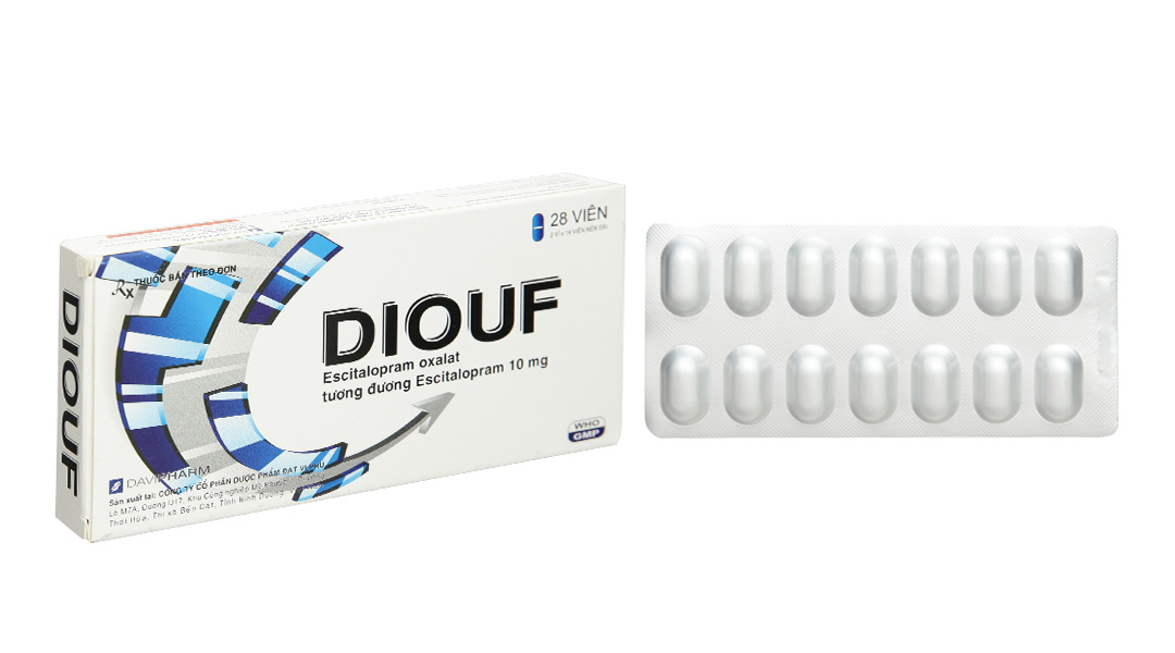 Diouf 10mg trị trầm cảm, rối loạn lo âu (2 vỉ x 14 viên)