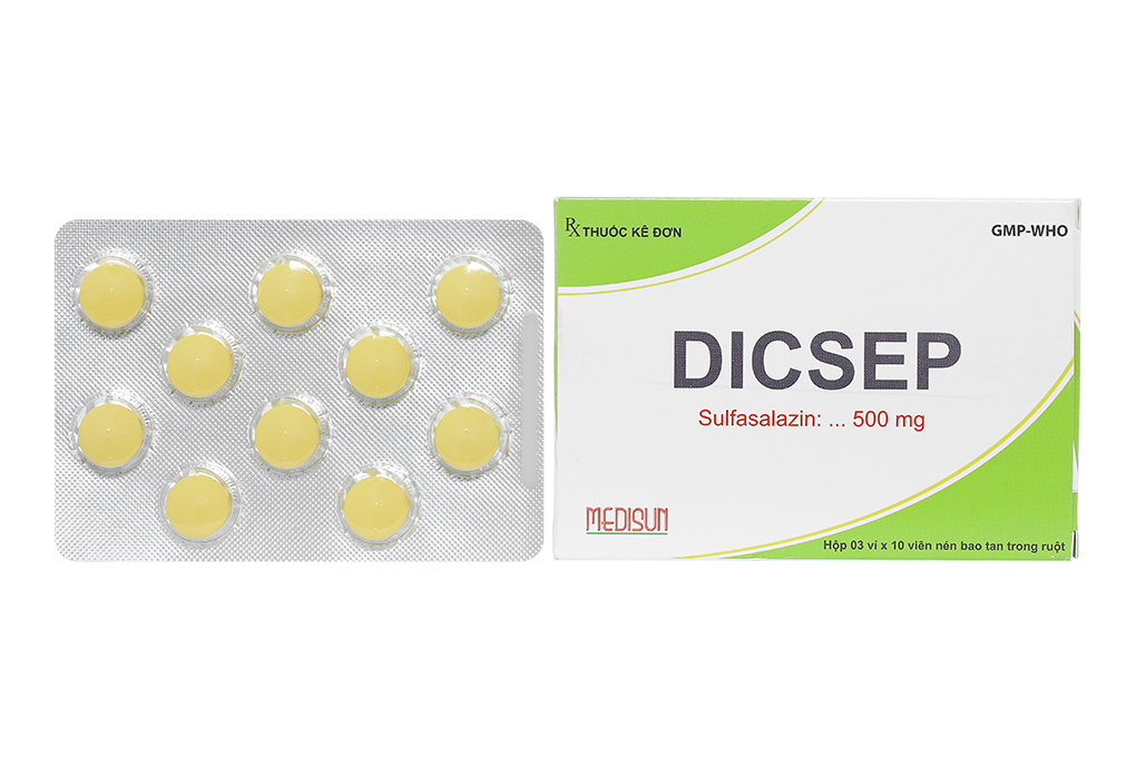 Dicsep 500mg trị viêm loét đại tràng (3 vỉ x 10 viên)