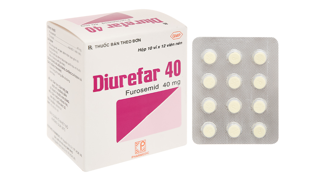 Diurefar 40 trị tăng huyết áp, phù do suy tim, xơ gan, bệnh thận (10 vỉ x 12 viên)