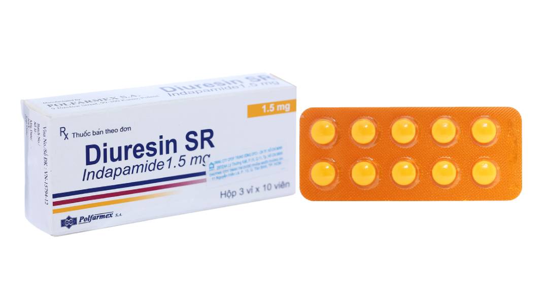 Diuresin SR 1.5mg trị tăng huyết áp, suy tim (3 vỉ x 10 viên)