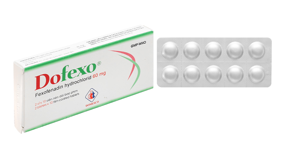 Dofexo 60mg trị viêm mũi dị ứng, mày đay (2 vỉ x 10 viên)